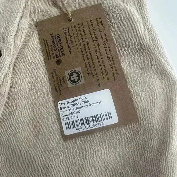 NWT The Simple Folk The Journey Romper Ecru 4/5y Organic Terry cloth - Picture 12 of 14